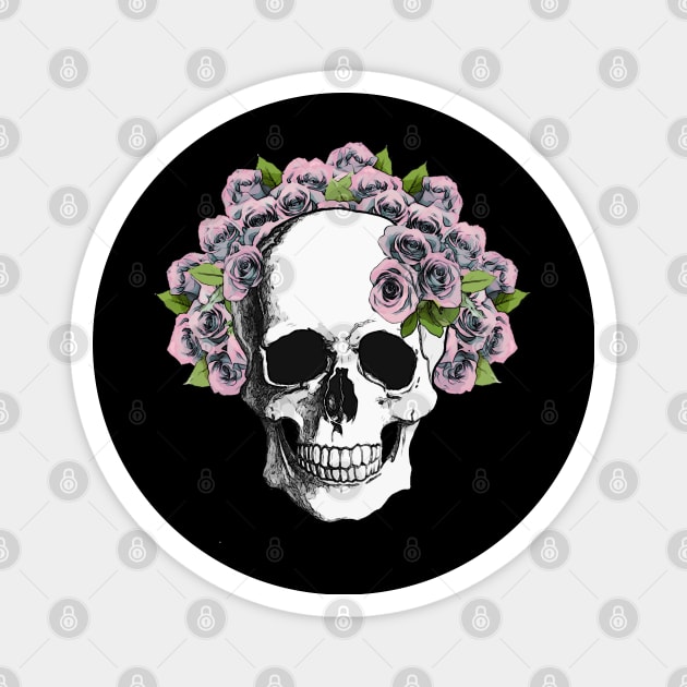 Floral Skull 9 Magnet by Collagedream